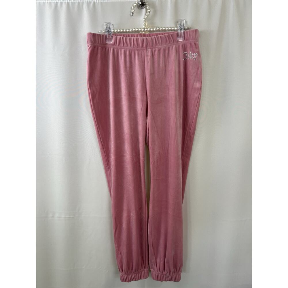 JUICY COUTURE 2 Pc Jogging Track Set Medium Top Pants Velour Rose Pink Bling NWT - Picture 12 of 16